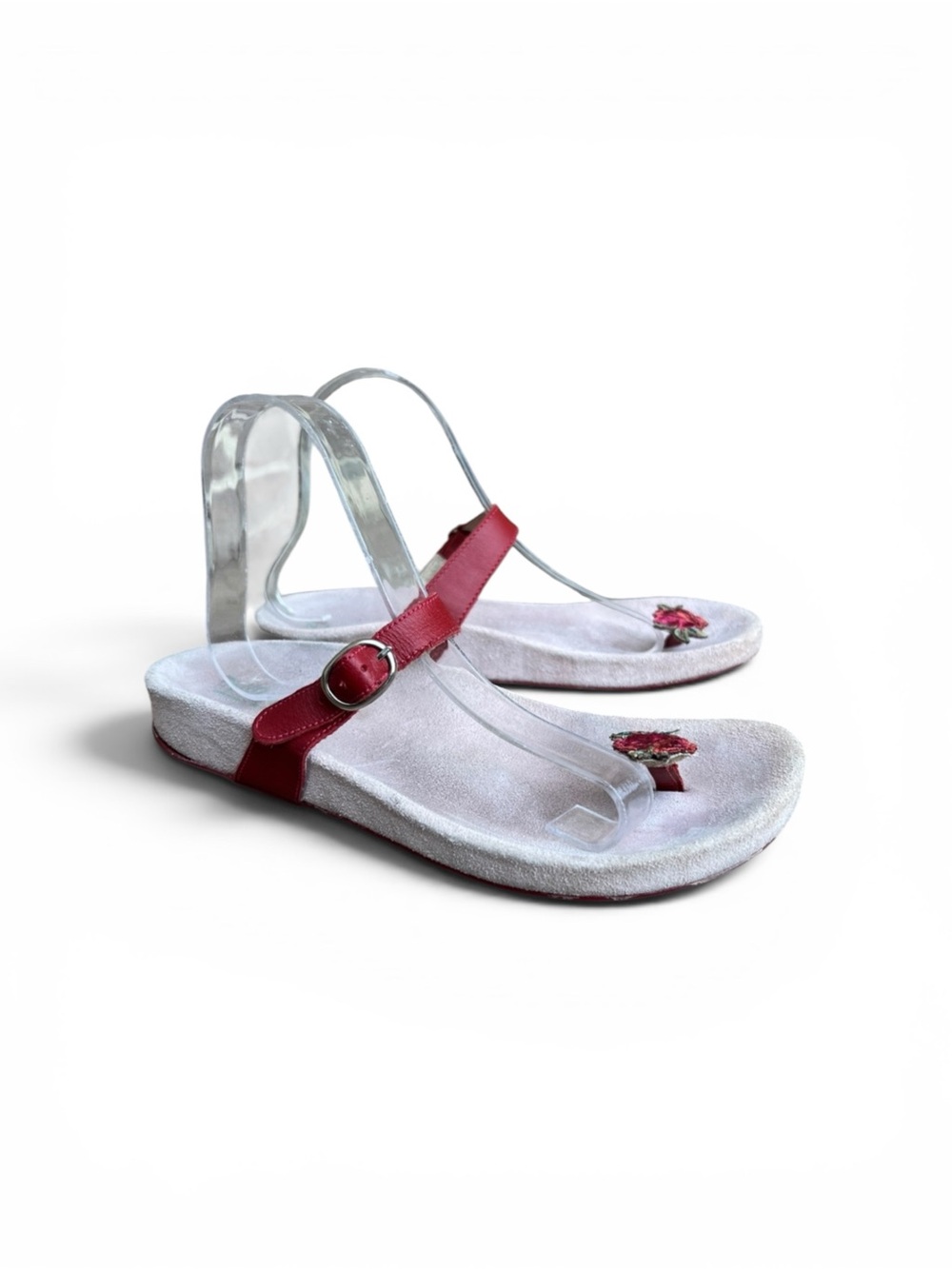 Naot Flower Toe Red Leather Sandal Sz 39